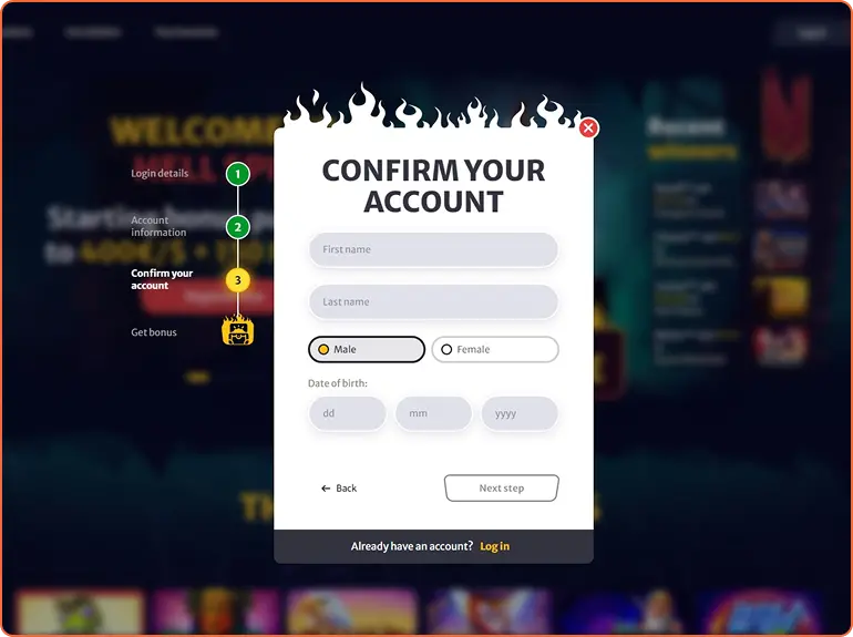 HellSpin Casino Registration step 3
